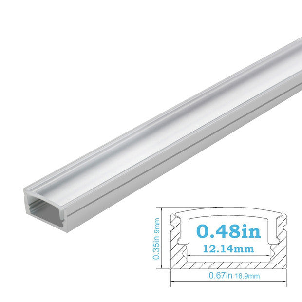 5Pack of 50cm (20'') LED Profile U02 9x17mm U-Shap LED Aluminum Channel System Fit for 12mm Wide LED Strips