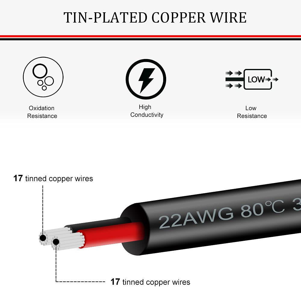 18 20 22 24 Gauge Electrical Wire 2 Conductor Insulated Stranded Black Tinned Copper Hookup Wire