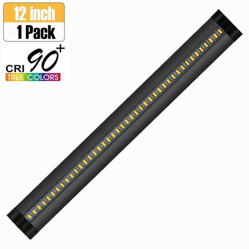 1 PACK 7mm Thick Black Finish LED Under Cabinet Lighting Dimmable Kit CRI90 300LM SMD2835 12V 5W with Dimmer & Power Supply Included