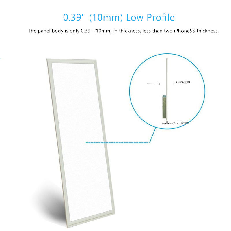 1'x2' (295x595 mm) 24 Watt LED Panel Light in 0.39'' (10mm) Thick White Trim Flat Sheet Panel Lighting Board Super Bright Ultra Thin Glare-Free