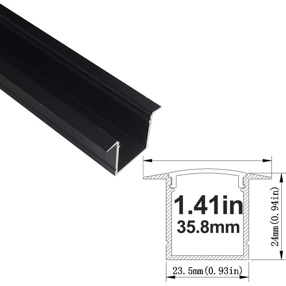 Black Aluminum Extrusion U05 36x24mm U-Shape LED Aluminum Channel System for LED Strip Installation