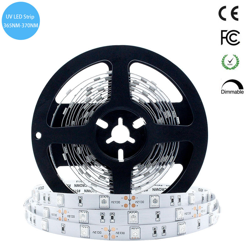 læber Identificere Ambient 365nm-370nm & 380nm-385nm SMD5050-150 12V DC 3Am 36W UV (Ultraviolet) LED  Strip Light Flex White PCB Tape Light Ideal for UV Curing, Currency  Validation, Mosquito killer, UV Exposure & Medical Field –