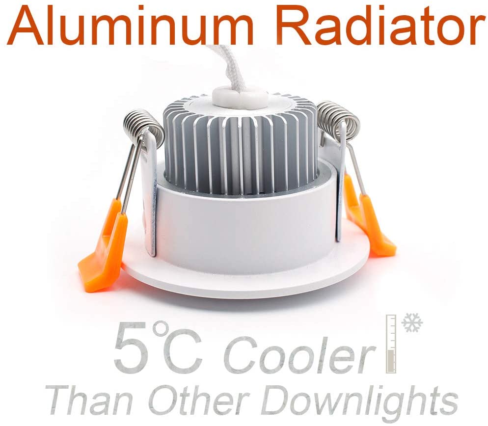 10 Pack 7W 500LM Dimmable Antifog LED Downlight CRI80 Flat Diffuser Ceiling Light -3-3/8'' Cutout