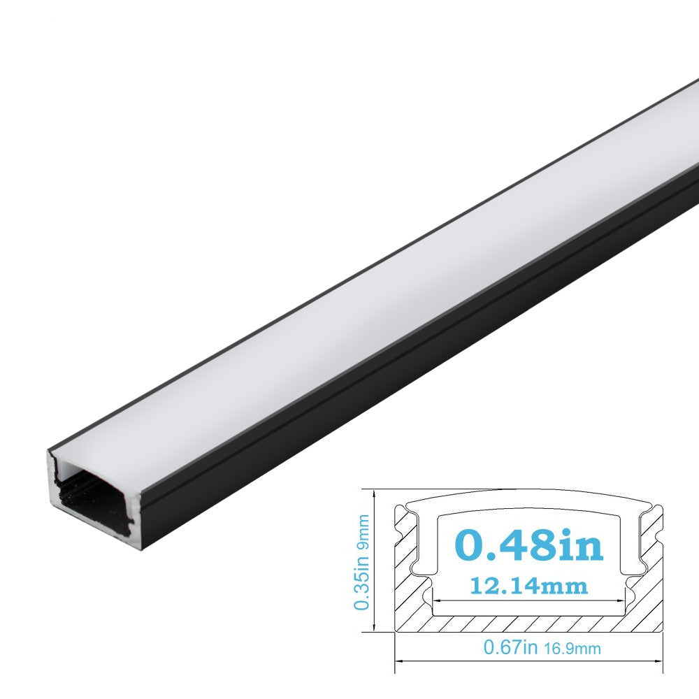 5Pack of 50cm (20'') LED Profile U02 9x17mm U-Shap LED Aluminum Channel System Fit for 12mm Wide LED Strips