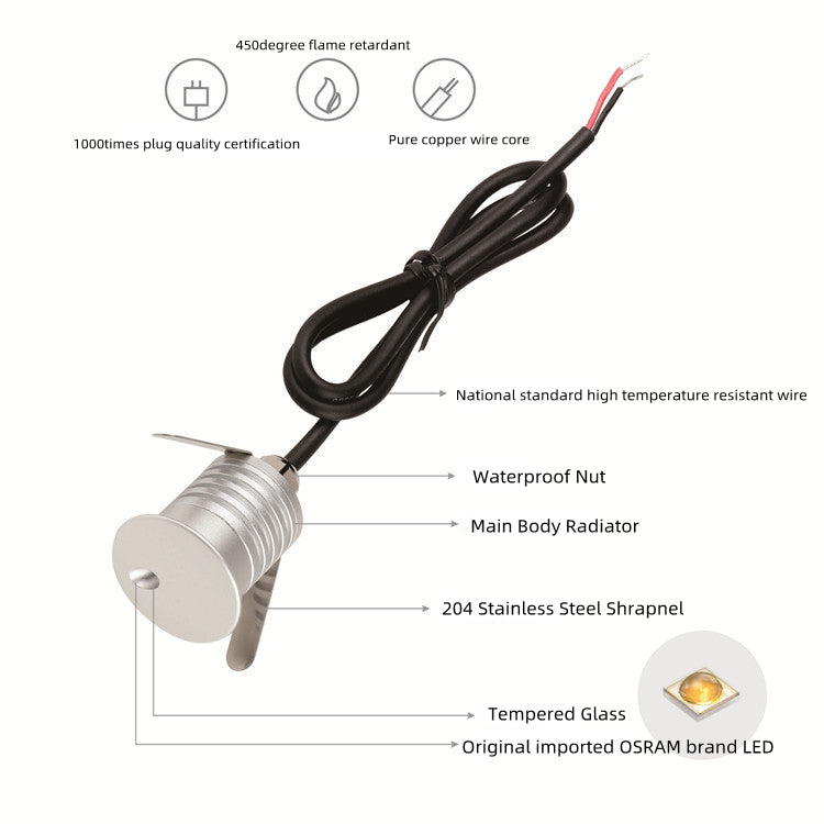 Free Shipping 8PCS Pack  1W 12-24V DC IP67 LED Step Lights Round/Square Waterproof Dimmable Inground Light Made By 6063 Aluminum LED Wall Corner Light