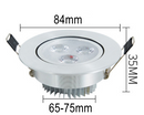Directional 3W (Three 1 watt) LED Downlight with 2.55in-2.95in Cutout and 3.3in Trim