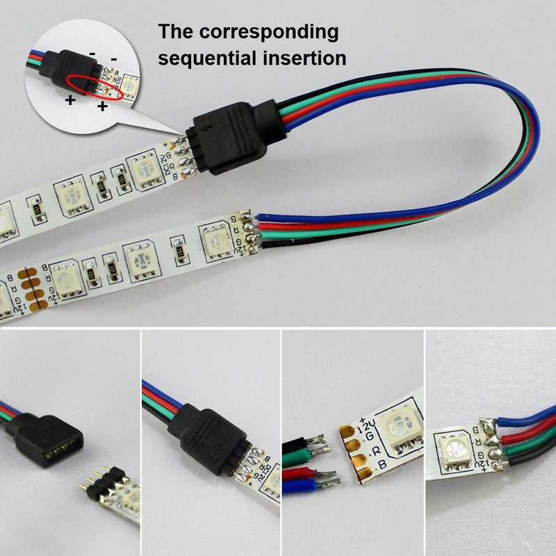 4-pin 10mm rgb connectors for rgb led strips to wire connection