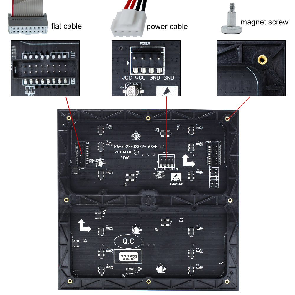 M-ID6 P6 Normal Indoor Series LED Module, Full RGB 6mm Pixel Pitch LED Display Tile in 192*192mm with 1024 dots, 1/16 Scan, 800 Nits for indoor Display