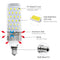 E12 16W LED Corn Bulbs, 1500LM Daylight White 6000K, CRI80+, 120W Incandescent Bulb Equivalent, E12 Base Non-Dimmable LED Lamp,Pack of 6