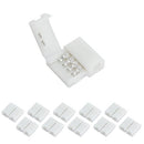 10pcs Pack Solderless Snap Down 4Conductor LED Strip Connectors for 10mm Wide SMD5050 RGB Color Flex LED Strips