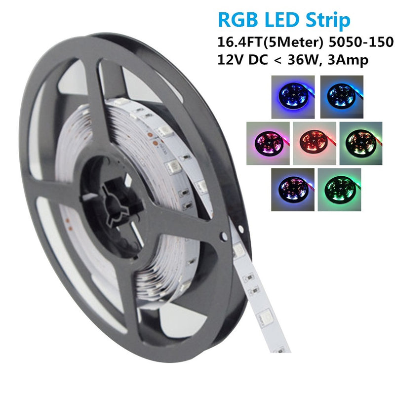 SMD5050-150 RGB Color LED Strips 30 LEDs Per Meter 10mm Wide Tri-Chip Flexible Tape