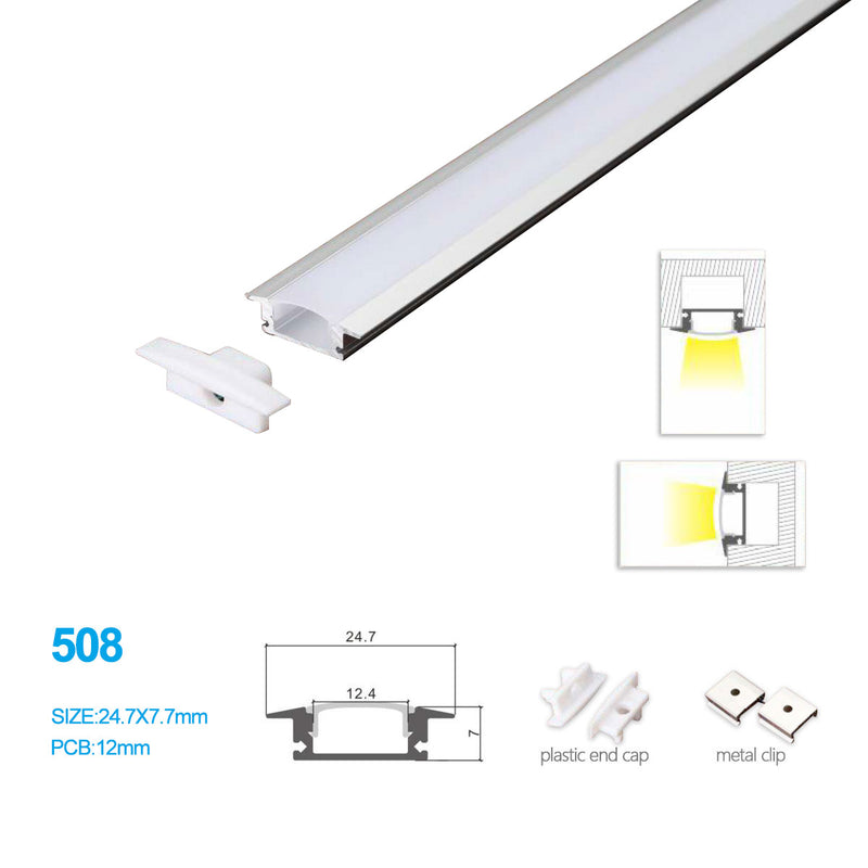 24.7*7 MM Ceiling/Wall Mounted LED Aluminum Profile w/ Vaulted Cover for LED Strip Lighting System