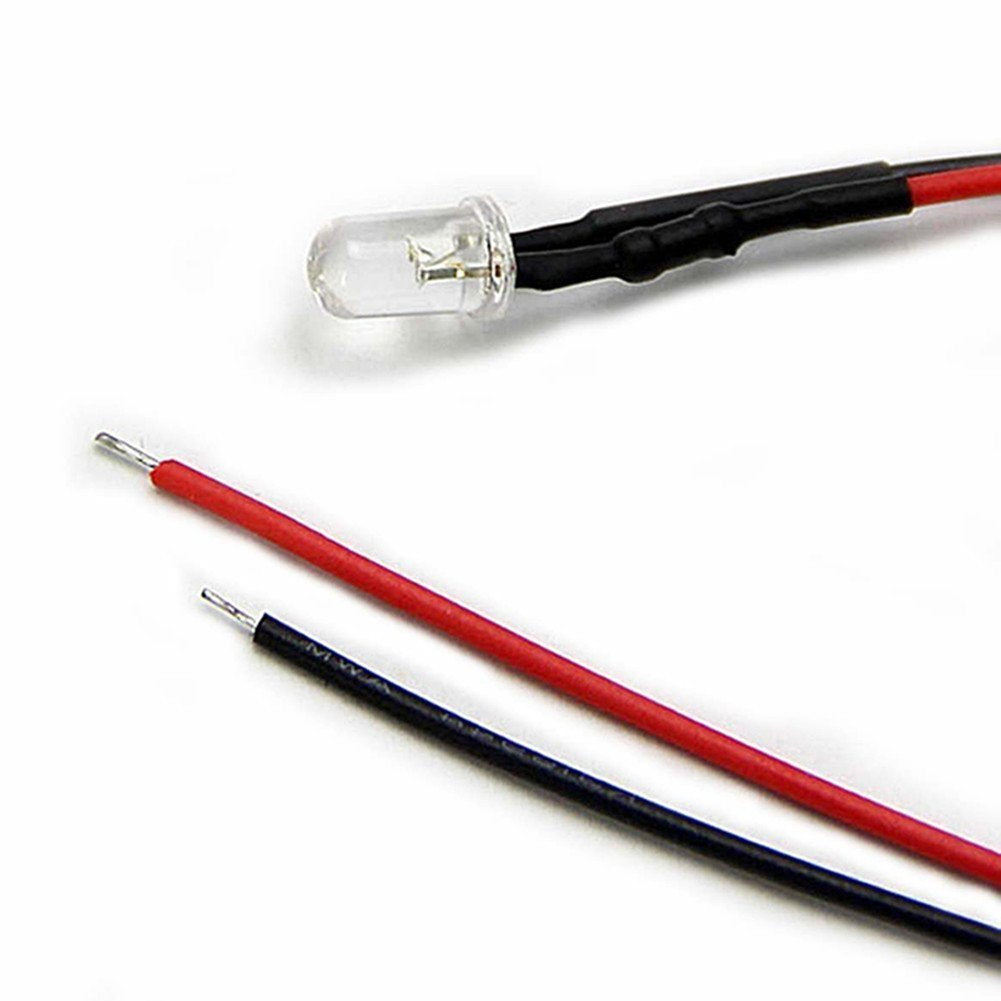 50pcs Pack 10mm LED Pre Wired light 3V/6V/12V/24V 20cm F10 Straw Hat Round Top Bulbs Light Lamp for DIY Car Boat Toys Party lighting Project