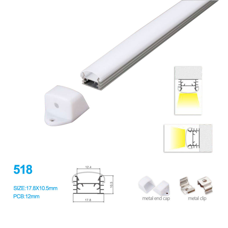 17.8MM*10.5MM LED Aluminum Profile Surface Mounting for LED Rigid Strip Lighting System