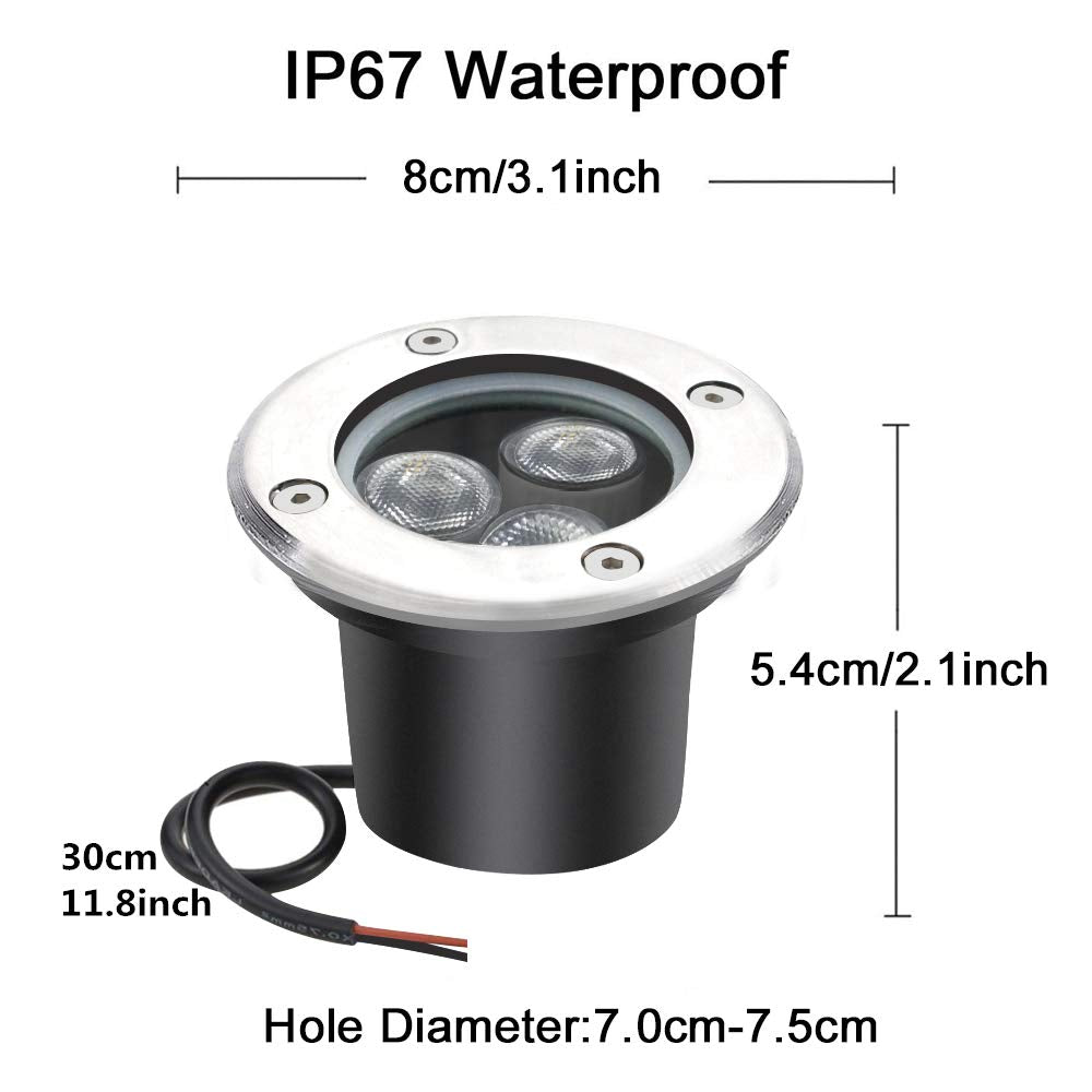 4 Pack 3W Outdoor Landscape Lights 12V Warm White 300 Lumens Waterproof IP67 Garden Lights