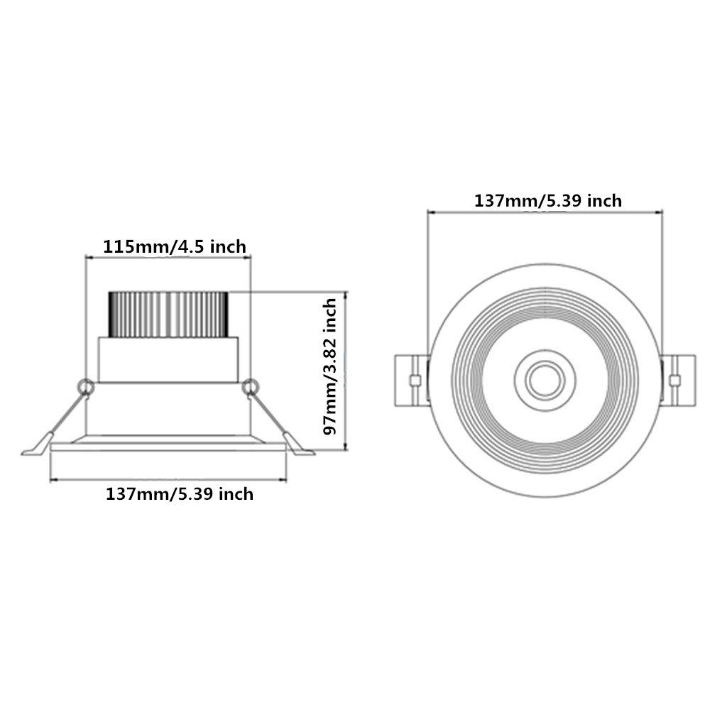 16W Dimmable CRI80 COB LED Downlight Cut-out 4.5in (115mm) 60 Degree 120W Halogen Bulbs Equivalent