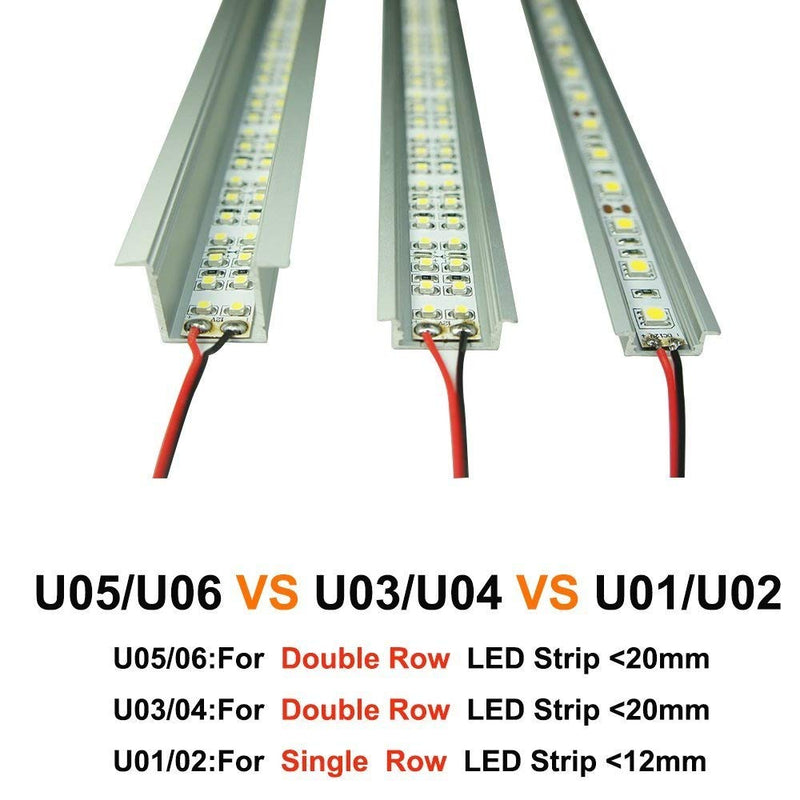 Silver U05 36x24mm U-Shape LED Aluminum Profile Kit for LED Strip Installation