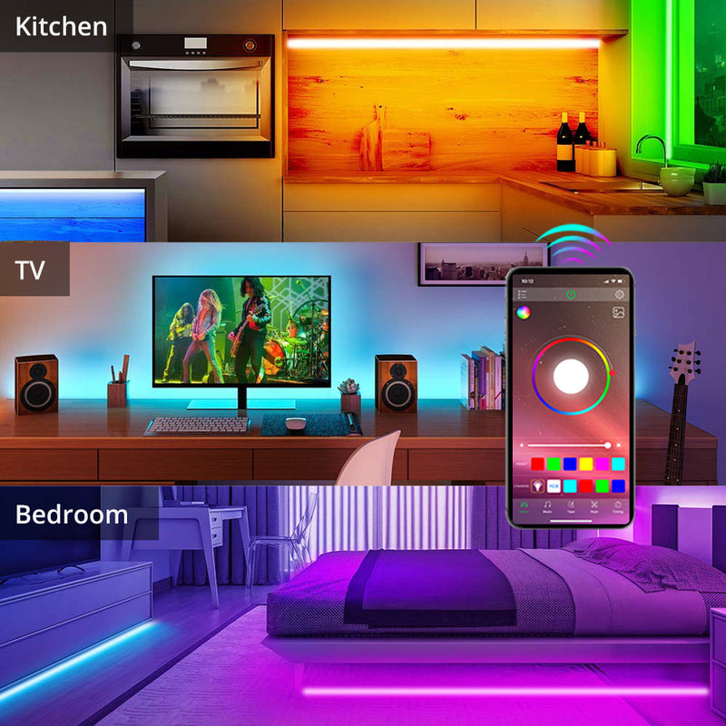DAYBETTER Led Strip Lights 65.6ft/20M, 5050 RGB Flexible Light Strips,Color  Changing Remote Control Led Lights for Bedroom Room Decoration(2 Rolls of  32.8ft) 