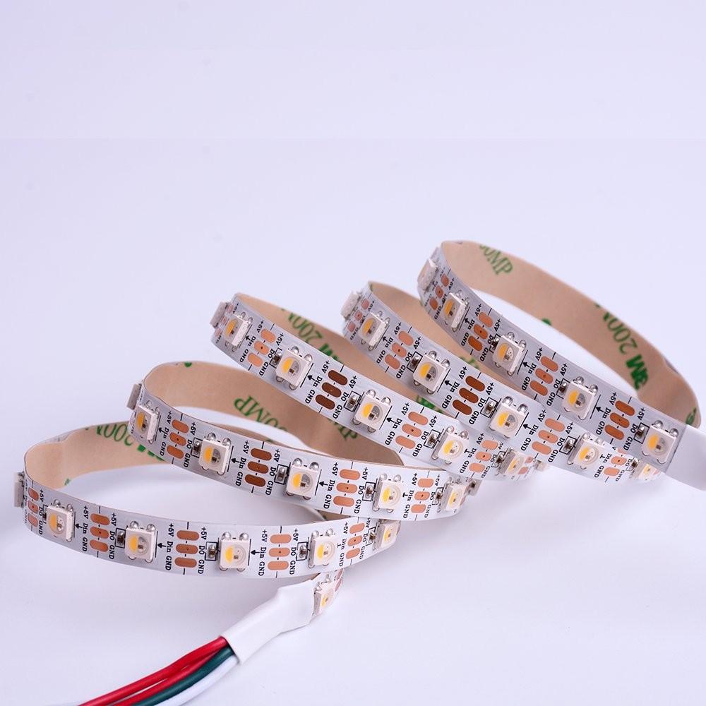 DC 5V SK6812 Individually Addressable LED Strip Light 5050 RGBW 16.4 Feet (500cm) 60LED/Meter LED Pixel Flexible Tape White PCB