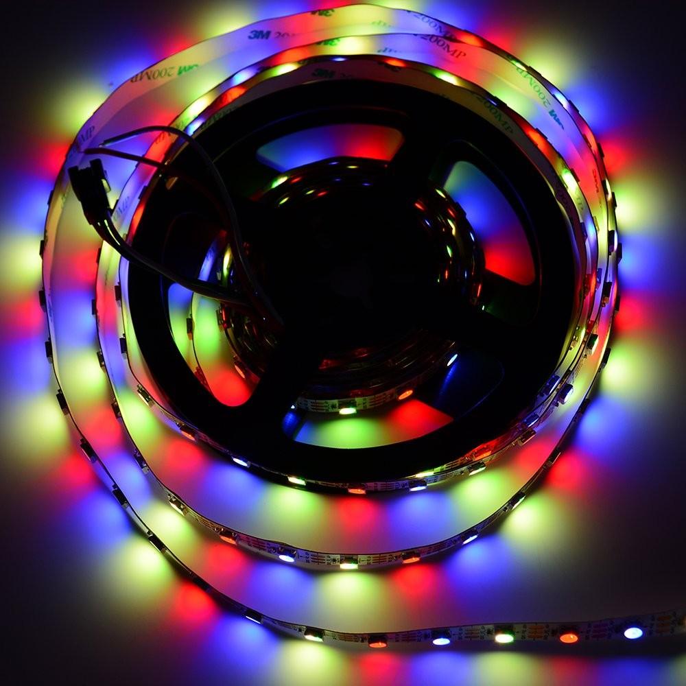 DC 5V SK6812 Individually Addressable LED Strip Light 5050 RGBW 16.4 Feet (500cm) 60LED/Meter LED Pixel Flexible Tape White PCB
