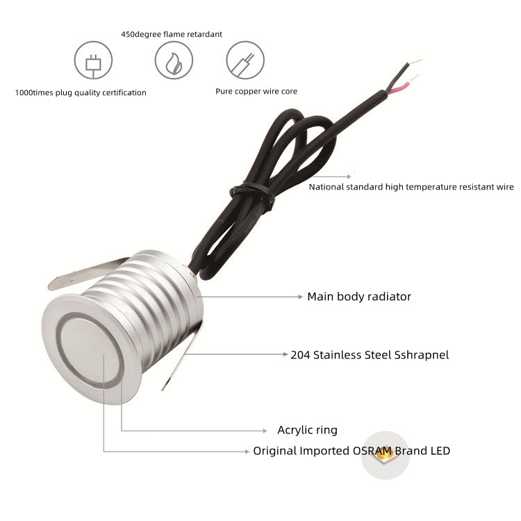 Free Shipping 8PCS Pack DC12V-24V 1W/3W IP67 Outdoor Waterproof  LED Wall Light Corridor Ladder Step LED Lights