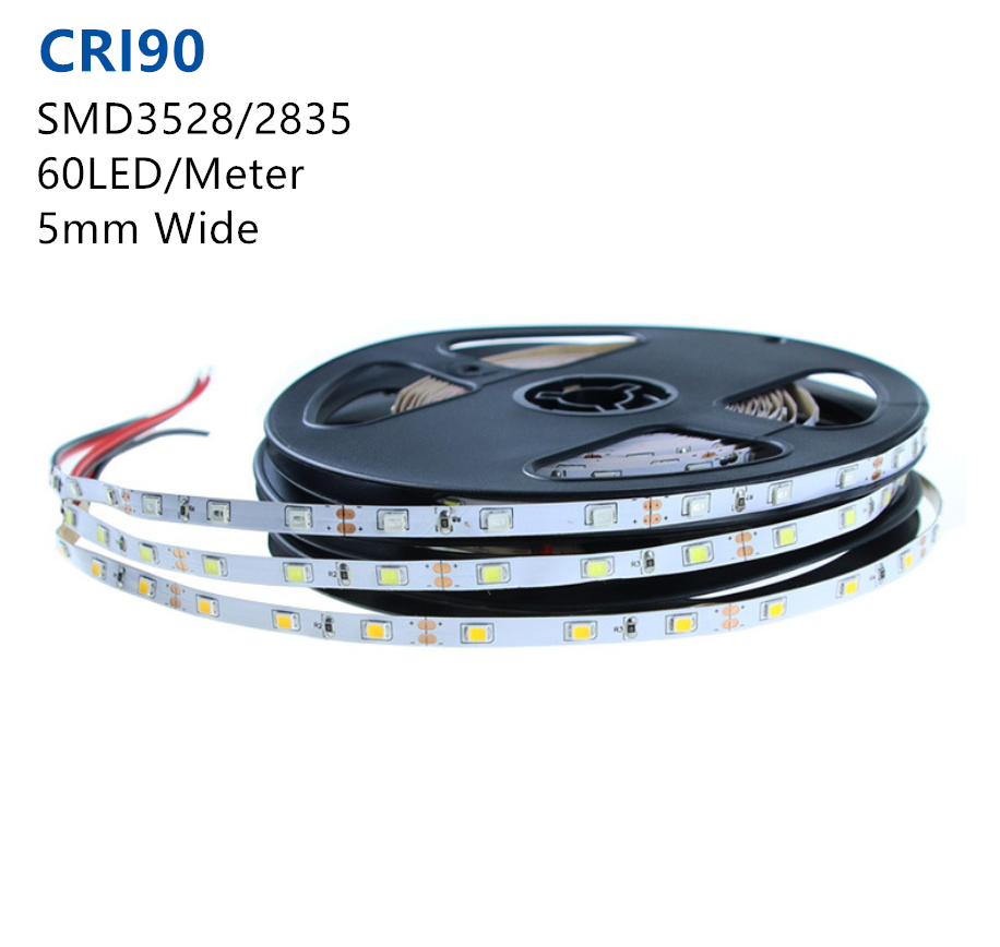 High CRI 90 LED Light strip, 12V SMD3528-300 60 LEDs 300LM Per Meter 5mm LED Tape