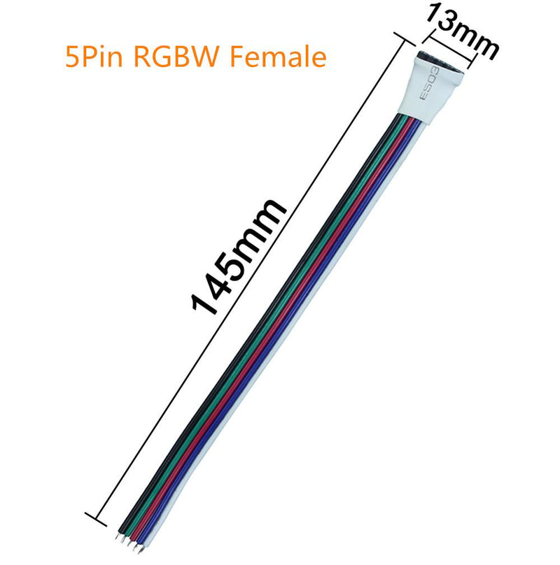 10pcs Pack (5Pair) 5pin RGBW/RGBWW LED Strip Connectors