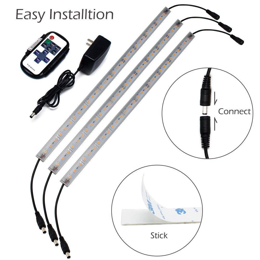 LED Grow Light Strip Kit with Full Spectrum LEDs, 36W IP65 Waterproof Dimmable LED Plant Grow Light Bar for Germination, Growth and Flowering