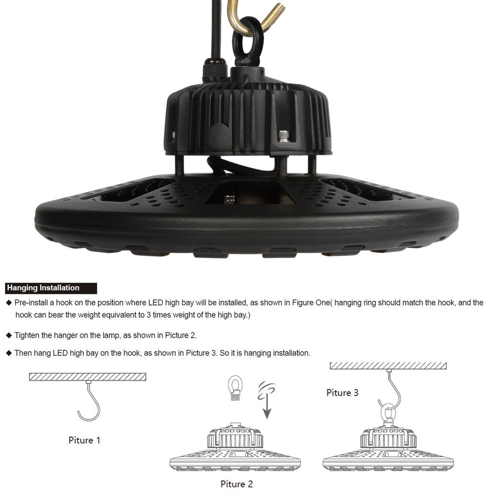 Free Shipping 200W UFO LED High Bay Light Fixture 17000LM CRI>80 IP65 Waterproof 100-277VAC Non-Dimmable  for Warehouse & Supermarket