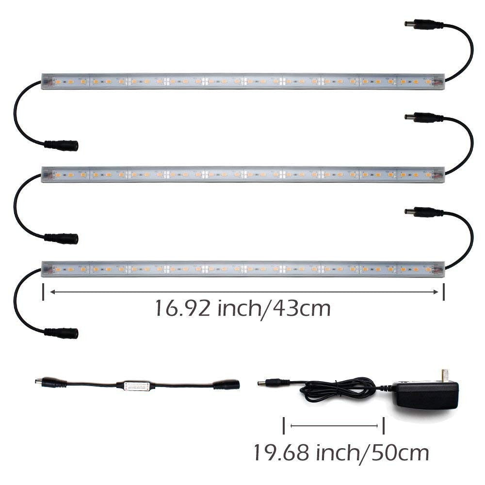 LED Grow Light Strip Kit with Full Spectrum LEDs, 36W IP65 Waterproof Dimmable LED Plant Grow Light Bar for Germination, Growth and Flowering