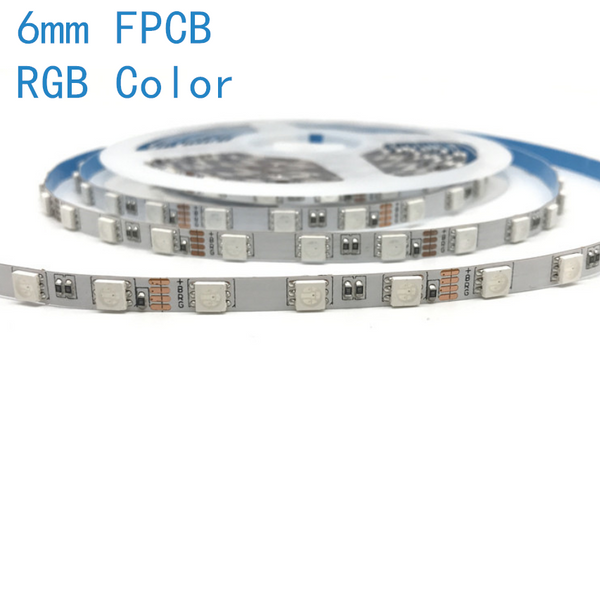 6mm RGB LED Strip Lights, 16.4FT/5Meter SMD5050 300LEDs/Roll, DC12V <60W 5Amp, RGB Color Changing Flexible light Strips