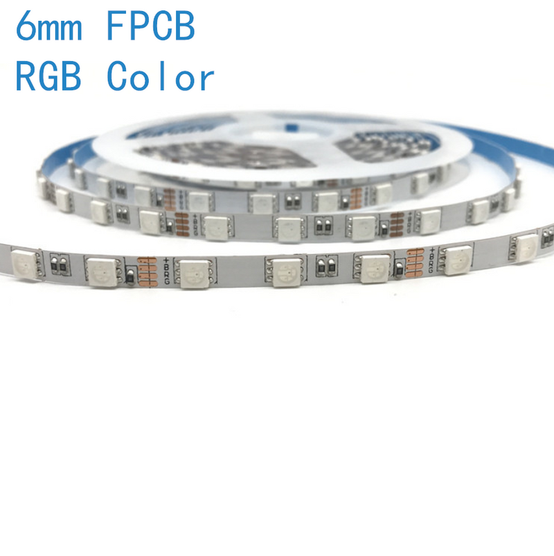 6mm Wide Slim RGB Color LED Tape Light DC12V <60W 5Amp 5Meter (16.4Feet)  SMD5050 300LEDs/Roll Multi-Color Changing Flexible LED Strips 60LEDs 14.4W  Per Meter,White FPCB – LEDLightsWorld