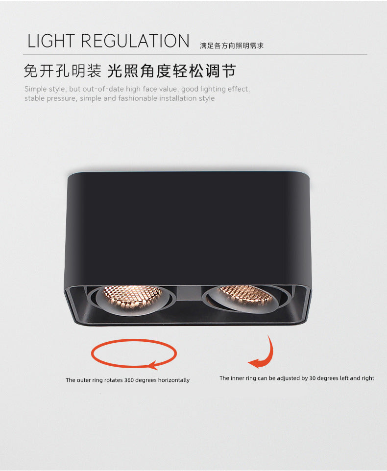 Free Shipping 2PCS Pack 7W/10W AC110-AC220V Dual-Head Square LED Downlight Anti-glare LED Spotlight for Living Room Home Ceiling Aisle Lighting