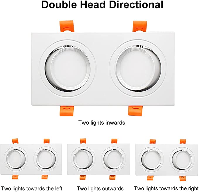 2 Pack 10W LED Recessed Lighting, Dimmable Retrofit Downlight, 2.95x6.30 inches, 5000K Daylight White, CRI80, Double Head Directional, White Trim LED Ceiling Light with LED Driver