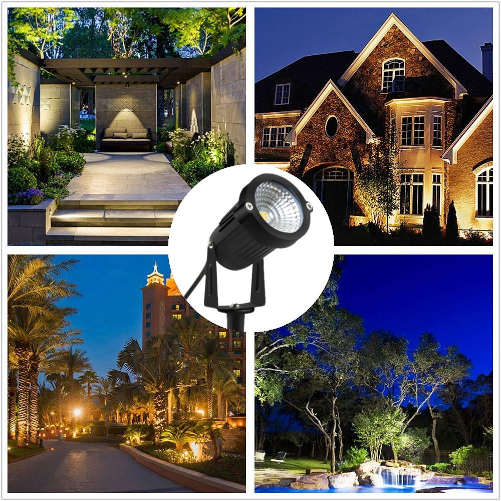 6 Pack 8W Warm White LED Landscape Lights 12V Waterproof Garden Pathway Lights Outdoor Spotlights