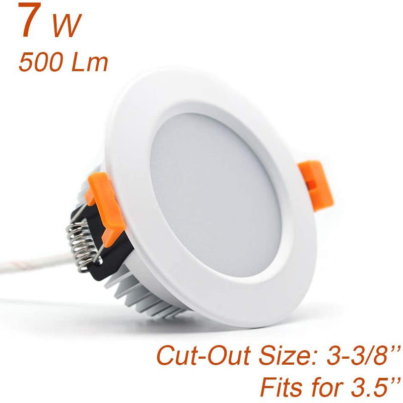 10 Pack 7W 500LM Dimmable Antifog LED Downlight CRI80 Flat Diffuser Ceiling Light -3-3/8'' Cutout