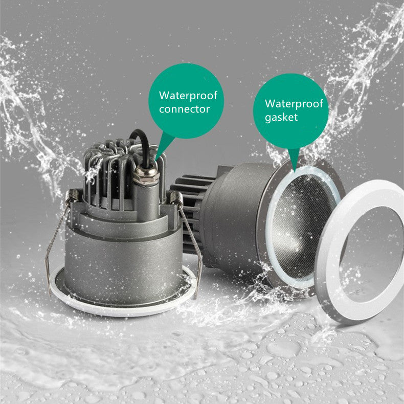 7W 12W 3 inches Waterproof IP65 CRI>80 Round LED Downlight Vapor Proof Fit for Shower, Sauna and Outdoor Lighting