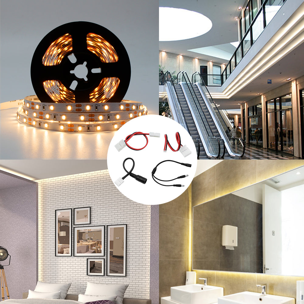 LED Strip Connector Kit for 2Pin 8/10MM, Includes 6 Different Kinds of Connectors, Cover Most of The Needs in LED Strip Light DIY Connecting Project
