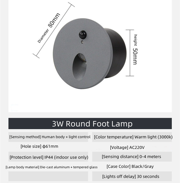 Free Shipping 4PCS Pack 3W AC100-240V IP65 Waterproof LED Wall Light Infrared Induction LED Stair Lights