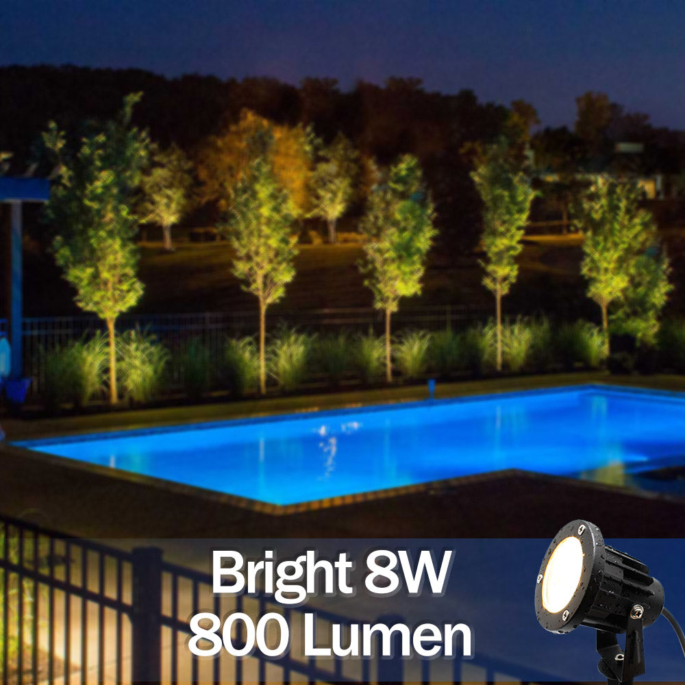 6 Pack 8W Warm White LED Landscape Lights 12V Waterproof Garden Pathway Lights Outdoor Spotlights