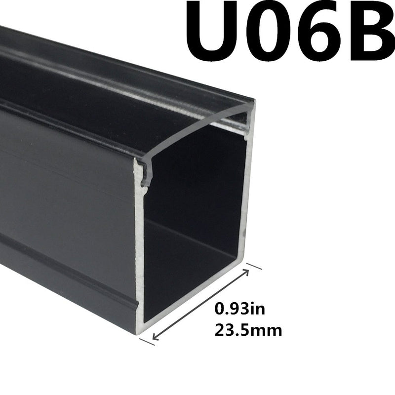 Black Aluminum Channel U06 24x24mm U Shape LED Aluminum Profile Kit for LED Strip Installation