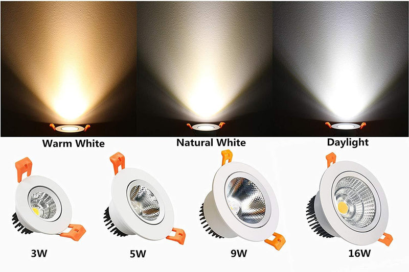 9W Dimmable LED Downlight CRI80 COB Ceiling Light Cut-out 3.35in (85mm) 80W Halogen Bulbs Equivalent