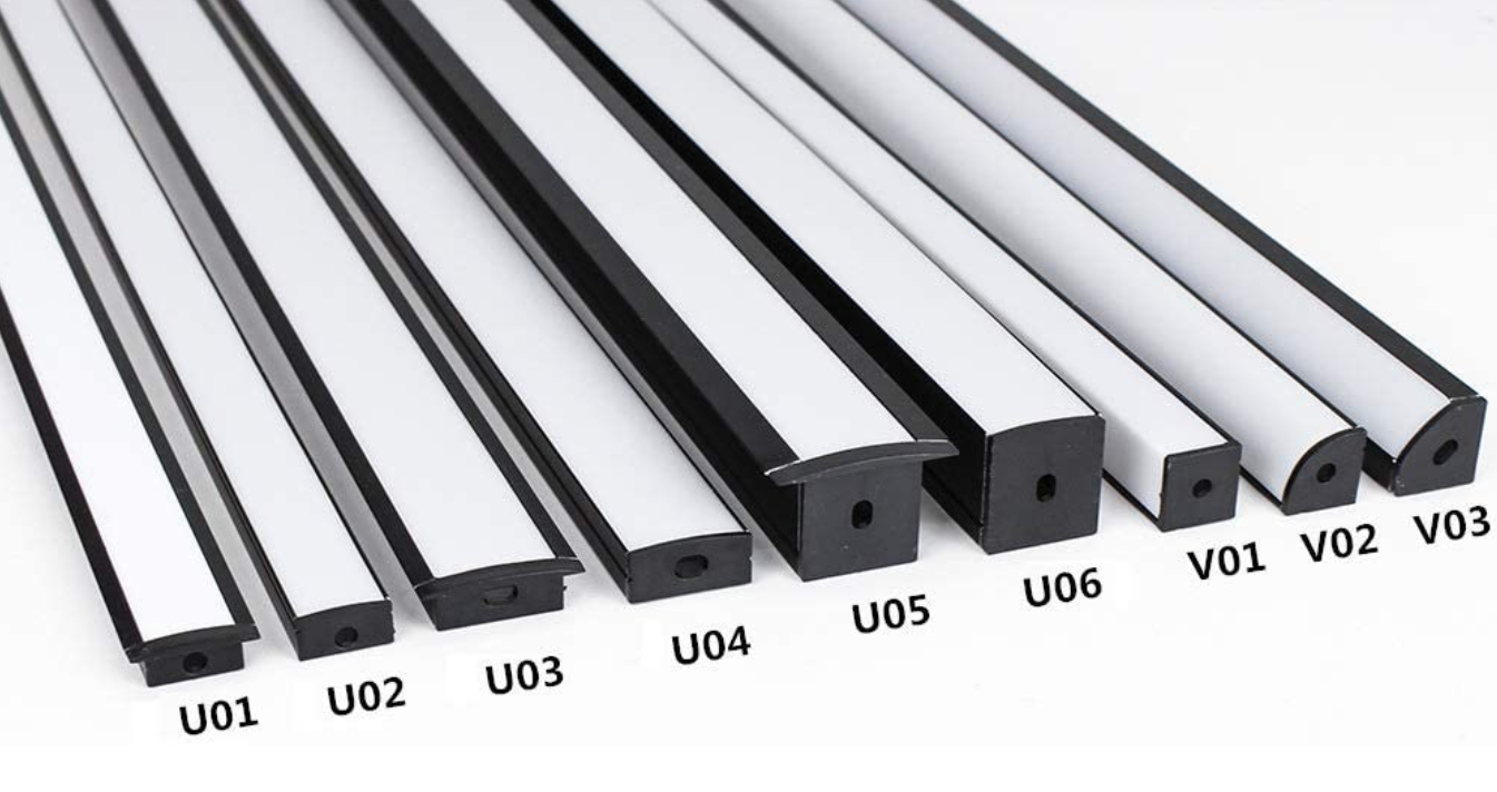 Black Aluminum Extrusion U05 36x24mm U-Shape LED Aluminum Channel System for LED Strip Installation