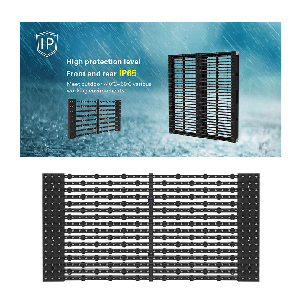 oClear Pro Series Outdoor Waterpoof P15.6/15.6mm Transparent LED Mesh Display High Brightness 6800nits in Size 1000x1000mm Aluminum Cabinet for Fixed Installation