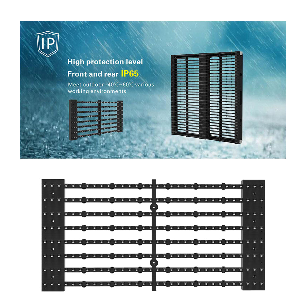 oClear Pro Series Outdoor Waterpoof P15.6/31.2mm Transparent LED Mesh Display High Brightness 7500nits in Size 1000x1000mm Aluminum Cabinet for Fixed Installation