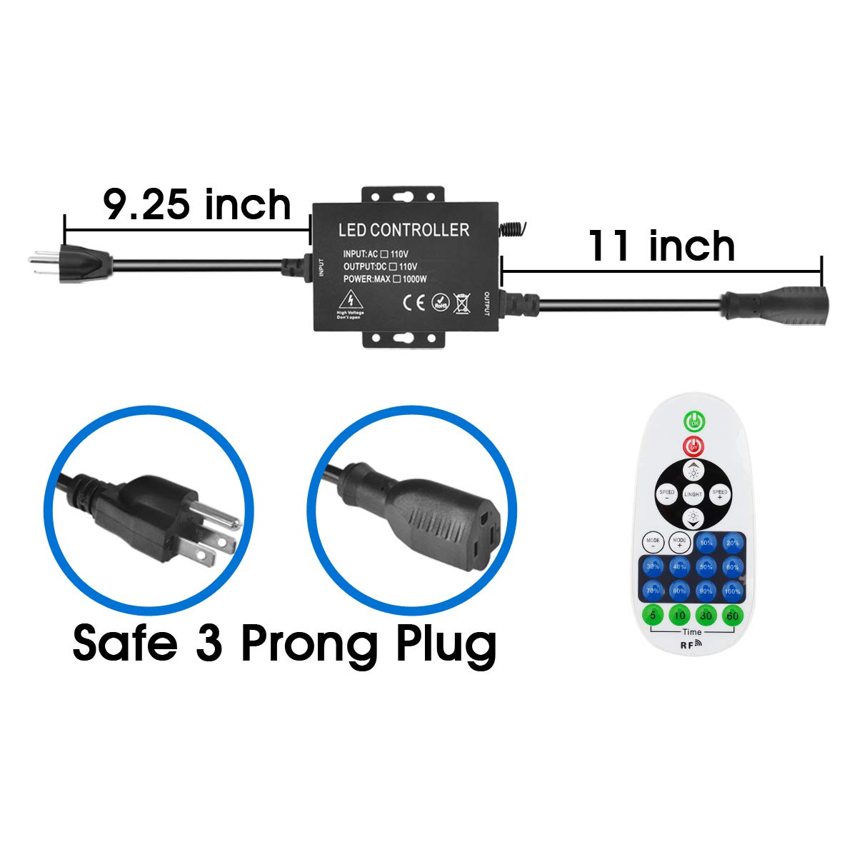 Remote 110 Light 1500W LED Controller | High-Voltage AC110V/220V | WiFi + APP + IR Remo
