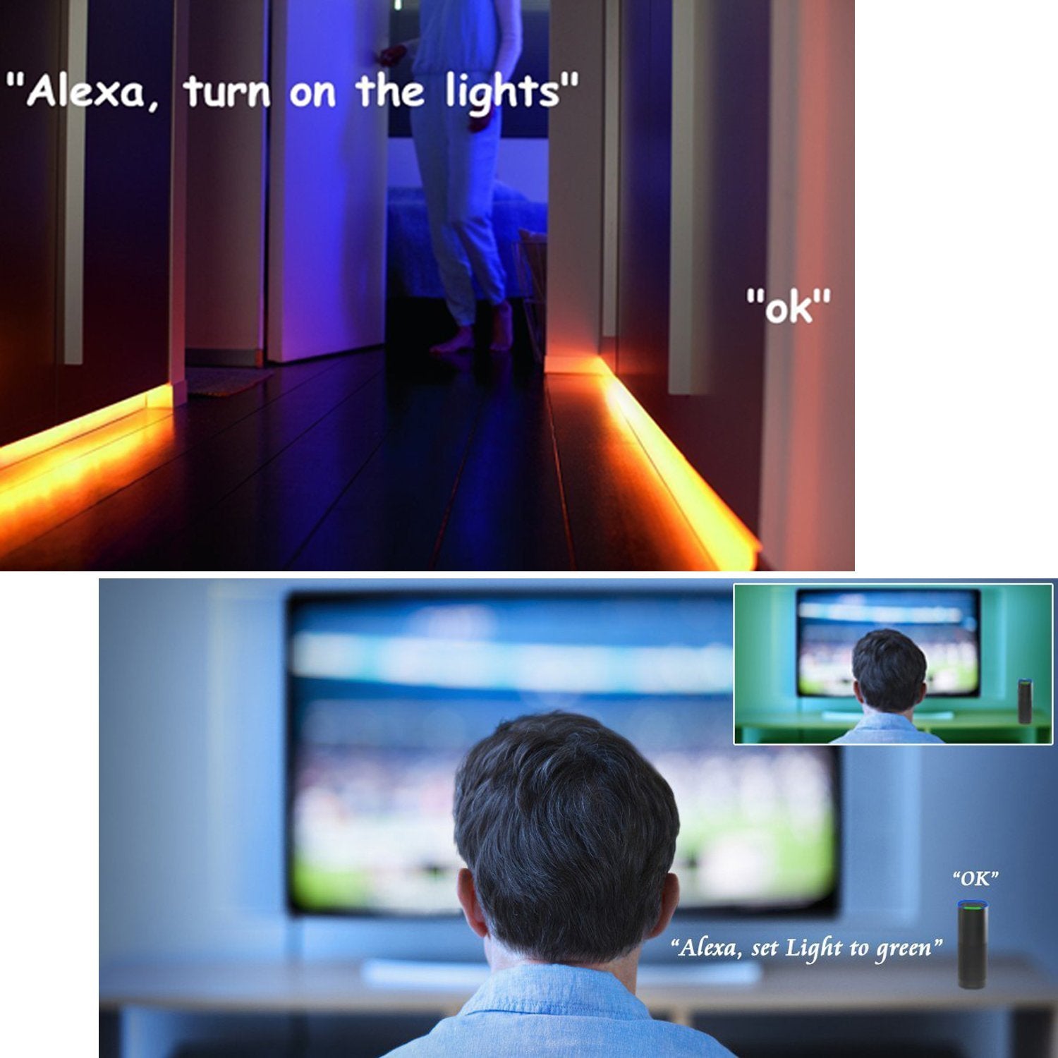 16.4ft（5Mtrs) 300LED SMD5050 RGB LED Light Strip Kit Music Sync, IR Remote, WiFi APP Controlled, Alexa Compatible