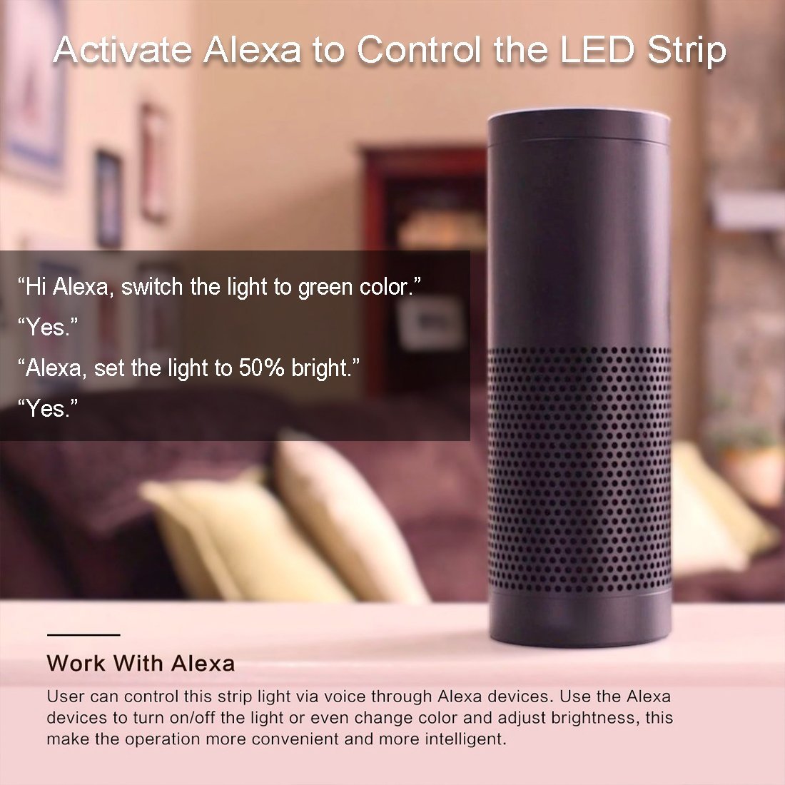 16.4ft（5Mtrs) 300LED SMD5050 RGB LED Light Strip Kit Music Sync, IR Remote, WiFi APP Controlled, Alexa Compatible