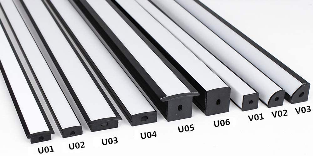 Black LED Profile U02 9x17mm U-Shape LED Aluminum Channel System