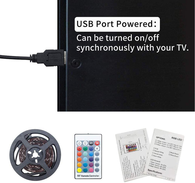 (FREE PRODUCT QTY.: 20)3.3Ft TV LED Backlights, RGB LED Strip Lights kit with Remote and USB Powered